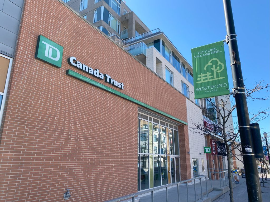 The outside of the TD Canada Trust bank branch in Westboro Village.